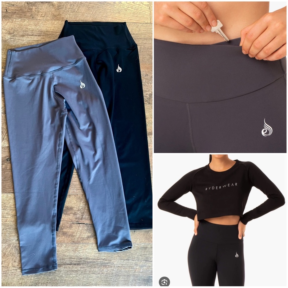 Ryderwear <Set of 2 Pairs> Black and Gray Cropped Leggings Set Size Small